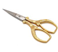 Gold Plated Stainless Steel Embroidery Scissors, 4 Inch, for Sewing, Nail, Eyebrow and Cuticle Trimming, Fancy Multi-Purpose