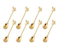 Gold Plated Stainless Steel Mini Coffee Espresso Spoon, Tableware Flatware Dessert Teaspoons Soup Spoons Set of 8, 4.9 inch Specialty Demitasse Stirring Spoons