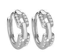 Gold Plated Sterling Post Pave Cubic Zirconia Huggie Hoop Earrings For Women Small Fresh Earrings Women's Costume Pearl Earrings (Silver, One Size)