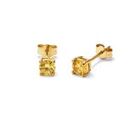 Gold Plated Sterling Silver Citrine CZ 4mm Stud Earrings