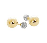Gold Plated Sterling Silver Double Sided Plain & CZ Ball Stud Earrings