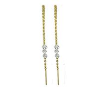 Gold Plated Sterling Silver Triple CZ Pull Through Earrings