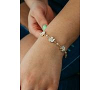 Gold Plated Sun Flower Charms Summer Indie Boho Daisy Floral Bracelet The Colourful Aura White One Size