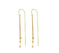 Gold Plated Titanium Steel Earrings, Spiral Tassel Threader Earrings, Minimalist Long Dangle Earrings for Women
