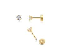 Gold Plated Tragus Helix Piercing Jewelry, Cartilage Earrings for Women Men,Tiny CZ Screw on Flat Back Small Diamond Stud Earrings