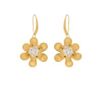 Gold Plated Vintage Clear Zircon Flower Earrings Hypoallergenic Stainless Steel Ear Hook Romantic Jewelry Women
