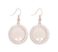 Gold Plated Women’s Dangle Earring, Celtic Tree of Life Drop Earring for Girls Anti-allergy Earring Shining Rhinestone (Rose Gold)