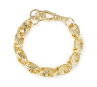 Gold-Plated XXL 15mm 3D Tulip Bracelet with Albert Clasp | Luxury Heavyweight Design, Unique Patterned Links, Fits 8-8.5 Inch Wrist | 106g Weight - Bling King London