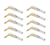 Gold Plating 90 Degree Curve Mono 6.35mm Male Electric Guitar Microphone Cable Welding DIY Plug, 6.35mm Audio Mono Plug, Zinc Alloy Shell with Spring Buffer for Easy Assembly, Prof