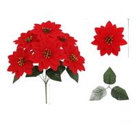 Gold Poinsettia Christmas Flowers Silk Bouquet 28cm(AL682-330-7) | Gold for shimmer finish, silk material, for versatile decor use, wedding party centerpiece, long-lasting color
