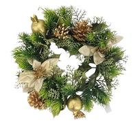 Gold Poinsettia Christmas Wreath, 10" (25cm) Artificial Wreath for Front Door - Xmas Wreath for Indoor & Outdoor Holiday Decor, Festive Door Wreath, Wall Decor
