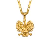 Gold Poland Eagle Pendant Necklace Stainless Steel with 60cm Figaro Chain Polish Symbol Identity
