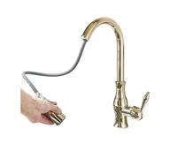 Gold Polish Swivel Spout Kitchen Sink Faucet Pull Down Sprayer Fashion Design Bathroom Hot&Cold Water Mixer Tap(Rose Gold)