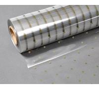 Gold Polka Dot Cellophane Florist Wrap 80cm x 100m - Extra Wide Gift Wrap | Ideal for Florists, Gift Hampers, Flower Bouquets, Gift Baskets, Floral Displays, Sweet Cones, Cake Trays and Gift Boxes