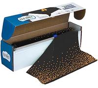 Gold Polka Dotted Black Plastic Tablecloth Roll for Wedding, Anniversary, Birthday, Celebration, Table Cover Fits 12 Rectangle Picnic Tables, Decorative Gold Color (Black with Gold Dots)