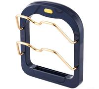 Gold Pot Cover Rack Wall Mounted, No Drill Kitchen Organizer with U-Shaped Slots for Lids and Cutting Boards, Ventilated Drainage Base, Light Luxury ABS Storage Holder(Blue)