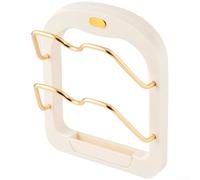 Gold Pot Cover Rack Wall Mounted, No Drill Kitchen Organizer with U-Shaped Slots for Lids and Cutting Boards, Ventilated Drainage Base, Light Luxury ABS Storage Holder(White)