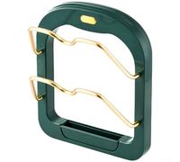 Gold Pot Cover Rack Wall Mounted, No Drill Kitchen Organizer with U-Shaped Slots for Lids and Cutting Boards, Ventilated Drainage Base, Light Luxury ABS Storage Holder(Dark Green)