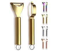 Gold Potato Vegetable Peeler, Kyraton Stainless Steel Apple Fruit Veggie Peeler with Gold Titanium Plating, Peelers for Kitchen Ergonomic Non Slip Handle Dishwasher Safe, Set of 2