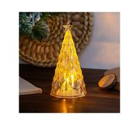 (Gold powder diamond surface) Mini Glowing Crystal Christmas Tree Christmas Decorations Desktop Ornaments Creative Children's Christmas Gift Night Light