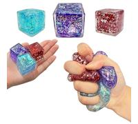 Gold Powder Series 3Pcs Sensory Fidget Set with Stress Cube - Diamond, Polygon & Ice Cube Fidget Toy, Stress Relief for Adults, Anxiety & Autism Aid, Stocking & Party Filler Toys(cubeone)