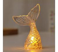 (Gold powder yellow light) Electronic candle lamp creative luminous mermaid tail night light ins desktop ornaments micro mini decorations