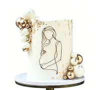 Gold Pregnancy Cake Decoration - Simple Line Acrylic Birthday Cake Decor, Suitable for Gender Reveal, Maternity, Mother To Be Party Cake Topper Supplies