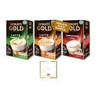 Gold Premium Latte Bundle of Mokate 1 Box each Irish Cream, Caramel Sachets, & Cappuccino Classic (10 Latte Sachets Each Box) by TGBK