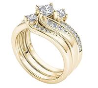 Gold Promise Rings Delicate Design Knot Set Fashion Ring Light High Grade Ring Farting Ring (Gold, 10)