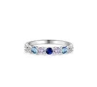 Gold Promise Rings for Women 9 Karat, Sapphire Wedding Engagement Bands Half Eternity Solid White Gold Anniversary Ring with Amethyst for Her Size L 1/2