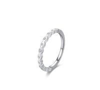 Gold Promise Rings Size R 1/2, Women's Half Eternity Solid 18K Wedding Ring with Real Diamond White Gold Engagement Bands for Wife