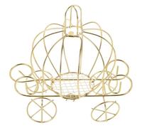 Gold Pumpkin Carriage Centerpiece Decorative Princess Candy Box Tabletop Figurine Flower Arrangement for Wedding Birthday Party Table Decor,12x10cm