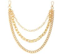 Gold Punk Watch Chain, Multi-Layer Metal Chain, Lobster Clasp Ideal For Pocket Watch, Locket, And Accessories