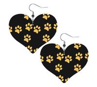 Gold puppy paw Prints Leather Heart earrings Pendant Stylish and light Lightweight Dangle for Women Girls, One Size, Leather, No Gemstone