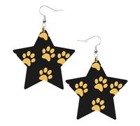 Gold puppy paw Prints Leather star earrings Pendant Stylish and light Lightweight Dangle for Women Girls, One Size, Leather, No Gemstone