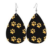 Gold puppy paw Prints Leather Teardrop earrings Pendant Stylish and light Lightweight Dangle for Women Girls, One Size, Leather, No Gemstone