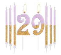 Gold Purple Birthday Candles, Gold Number 29 Candles with Long Candles, Purple Happy 29th Birthday Candles for Cake, Girls 29th Birthday Cake Decorations, Birthday Cake Toppers, Wedding Anniversary