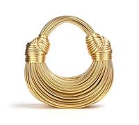 Woven Crossbody Bag for Women, Small Leather Clutch Purse Knotted Bread Handbag Top Handle Noodles Shoulder Bag., Golden