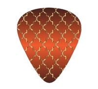 Gold Quatrefoil On Burnt Orange,12 Pcs Guitar Pick,3 Different Thickness Plectrums for Acoustic Guitar Bass Ukulele (0.46mm 0.96mm 0.71mm)