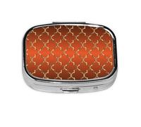 Gold Quatrefoil On Burnt Orange,Meta Pill Box 2 Compartment Medicine Case,Portable Organizer,Rectangle Meta Portable Organizer Pill Box 1100 Compartment Medicine Case