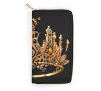 Gold Queen Bee Crown Slim Thin Credit Card Wallet, PU Leather Bifold Cash Wallet, Zipper Coin Pocket Id Window Wallet Storage Bag Wallet Coin Purse Pouch Change Holder Small with Zipper for Men And Wo
