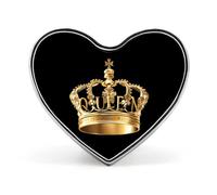Gold Queen Crowned Funny Lapel Pins Heart Button Brooch Badge Pin Hat Clothes Bag Jewelry for Men Women