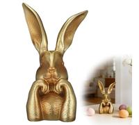 Gold Rabbit Decor, Large Easter Gold Resin Bunny table Decor, Easter Thinking Rabbit Figurine For Home Table Centerpieces Statue For Spring Living Room Shelf Mantel Decorations (34cm)