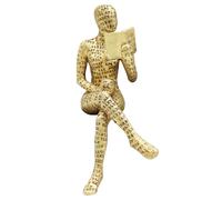 Gold Reading Women Figurine, Thinker Statue for Home Decoration, Resin Modern Abstract Aesthetic Sculptures, Small Art Golden Statue for Shelf Living Room Dining Room Office Desktop Coffee Table