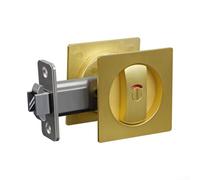 Gold Recessed Pocket Door Lock Enhanced Security | Seamless flush mount, no edge slots needed, standard drilled doors, preserves door integrity, modern look