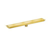 Gold Rectangle Linear Shower Drain with Hair Strainer Tile rt Invisible Floor Drainer Removable Cover for Kitchen Bathroom Garage Basement (10x60cm)