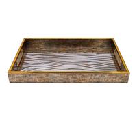 Gold Rectangle Zebra Print Kitchen Serving Drinks Candle Decor Coffee Table Tray
