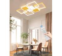 Gold Rectangular LED Ceiling Lamp 85W Adjustable with Remote Control Metal Ceiling Light for Indoor Lighting Semi-Recessed Ceiling Light Suitable for Living Rooms,Bedrooms Spaces (Gold, Small)