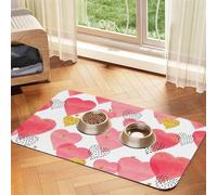 Gold Red Heart Pet Feeding Mat Bowl Mat Dog Mat Suitable For Dogs Cats Specific Pads Feeder