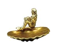 Gold Resin Mermaid Seashell Shaped Tray Legant Jewelry Organizer Dish Multifunctional Key Bowl for Home Decor